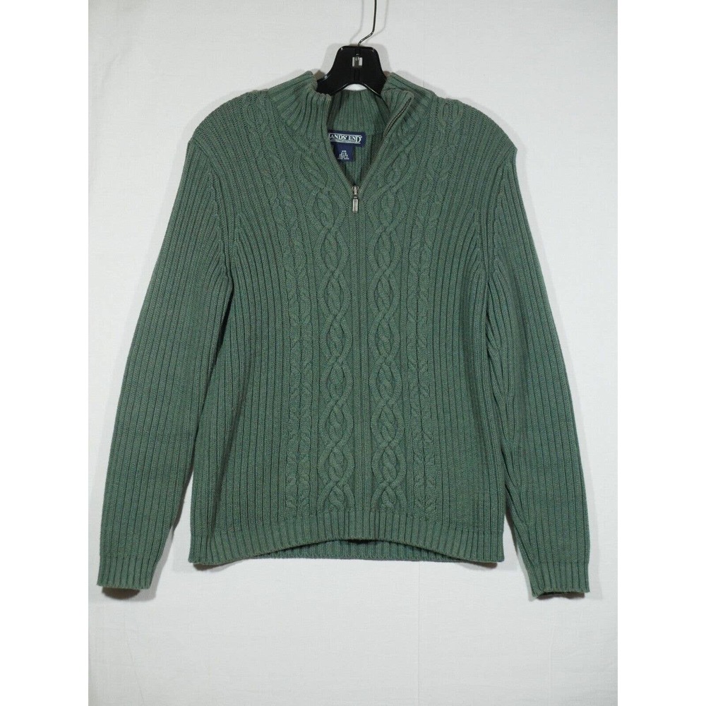 Lands' End Green Cable Knit Sweater